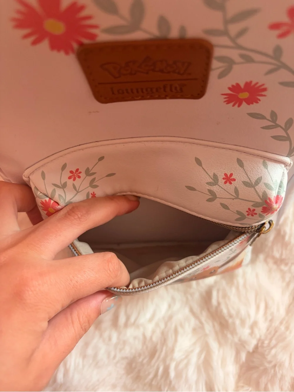Loungefly White Eevee Floral Mini Backpack